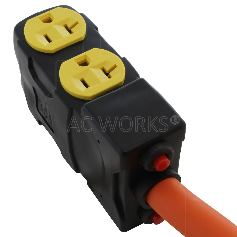 1.5FT L21-30P 30A 5-Prong Locking Plug to (4) Household Outlets with 20A Breakers
