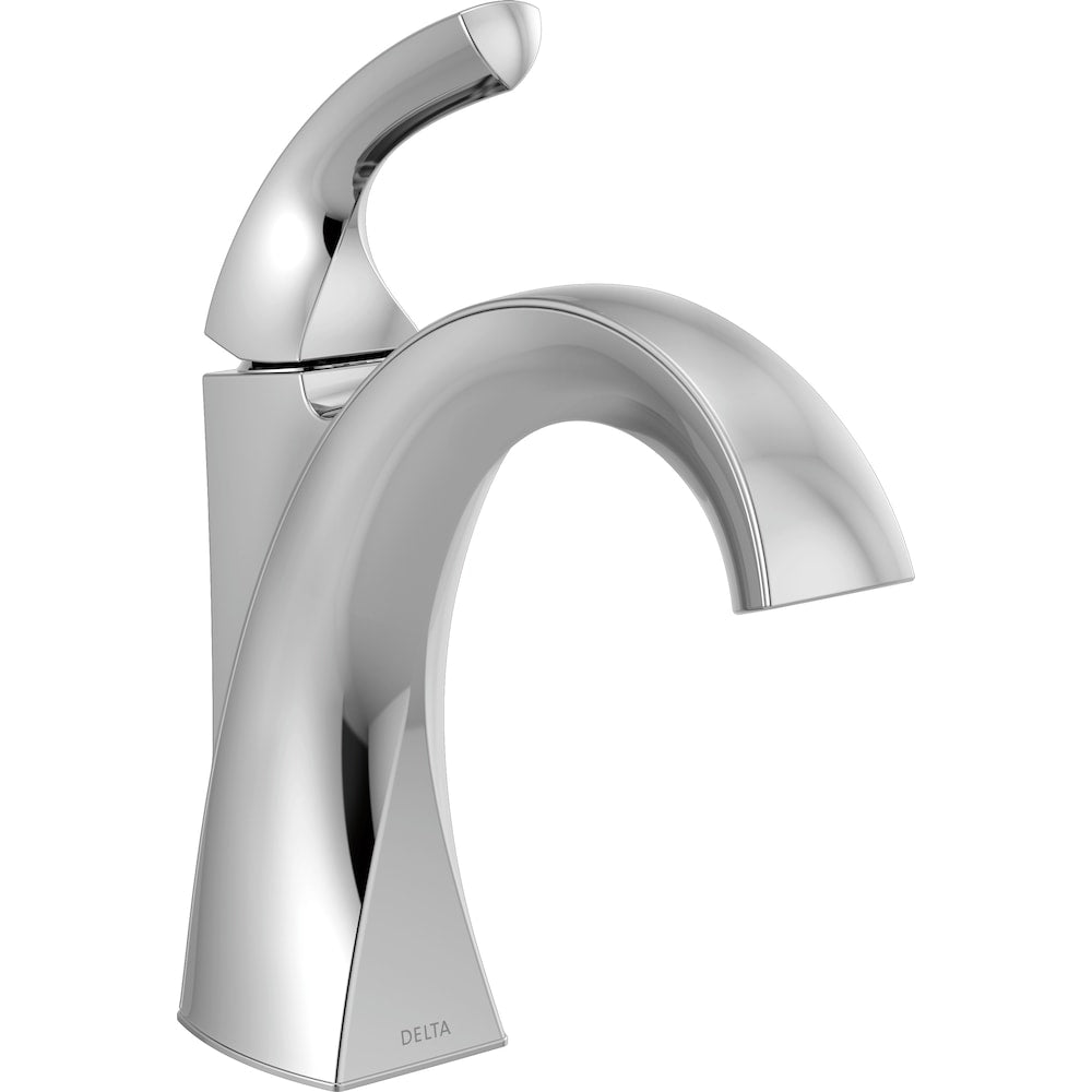 Robinet de lavabo de salle de bain à poignée unique Downing à trou unique et à levier central, montage sur pont, en chrome