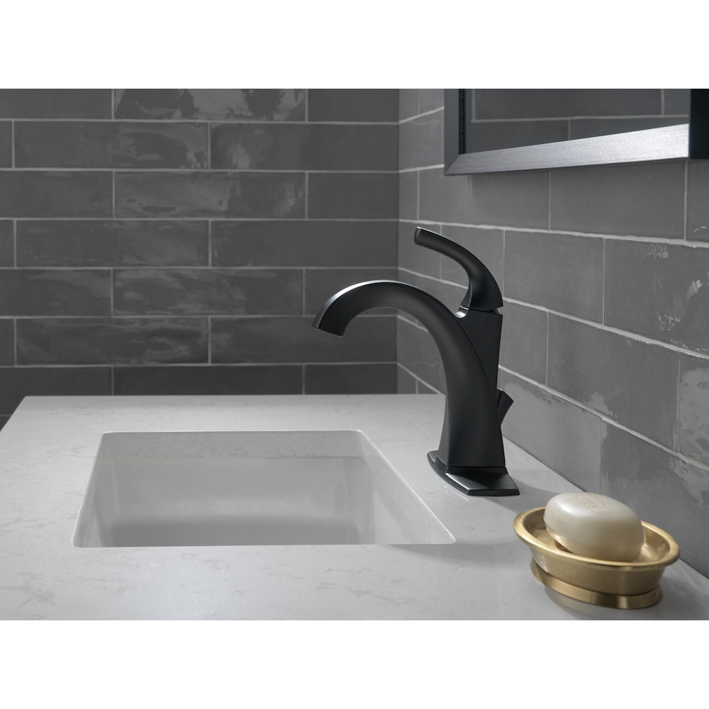 Robinet de lavabo de salle de bain à poignée unique Downing à montage sur pont, débit standard, noir mat