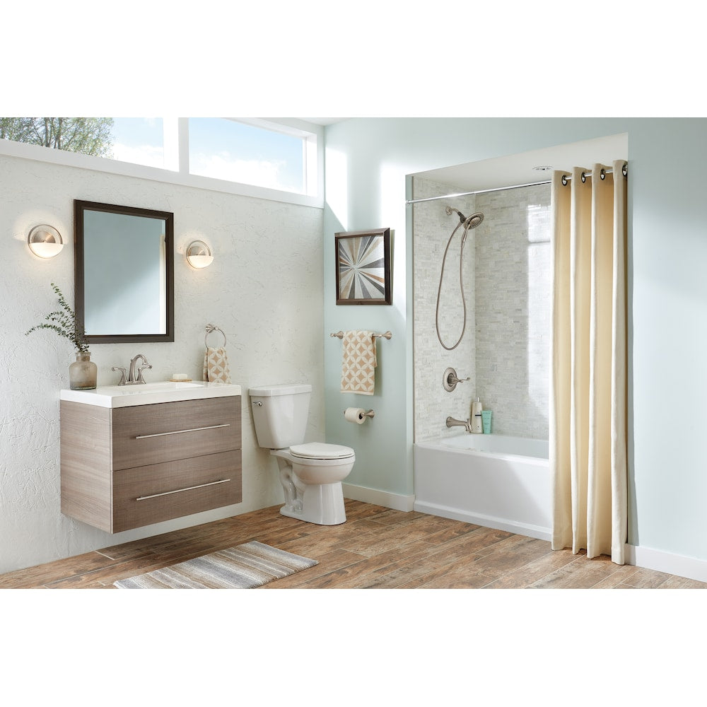 Robinet de lavabo de salle de bain à 2 poignées central Carlisle en acier inoxydable