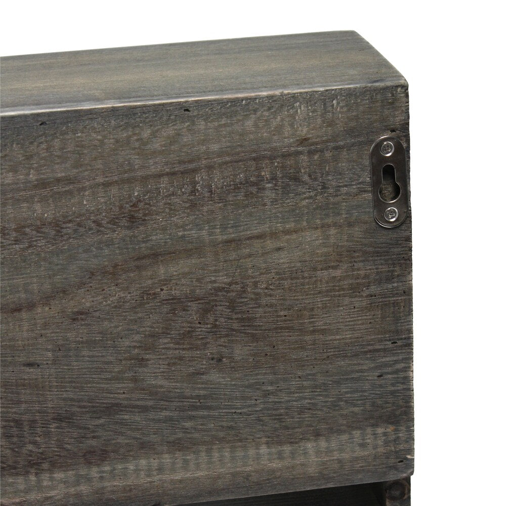 19.7 inch Rustic Gray Bartow Wall Mounted Wood Wine Rack Shelf with Glass Holder