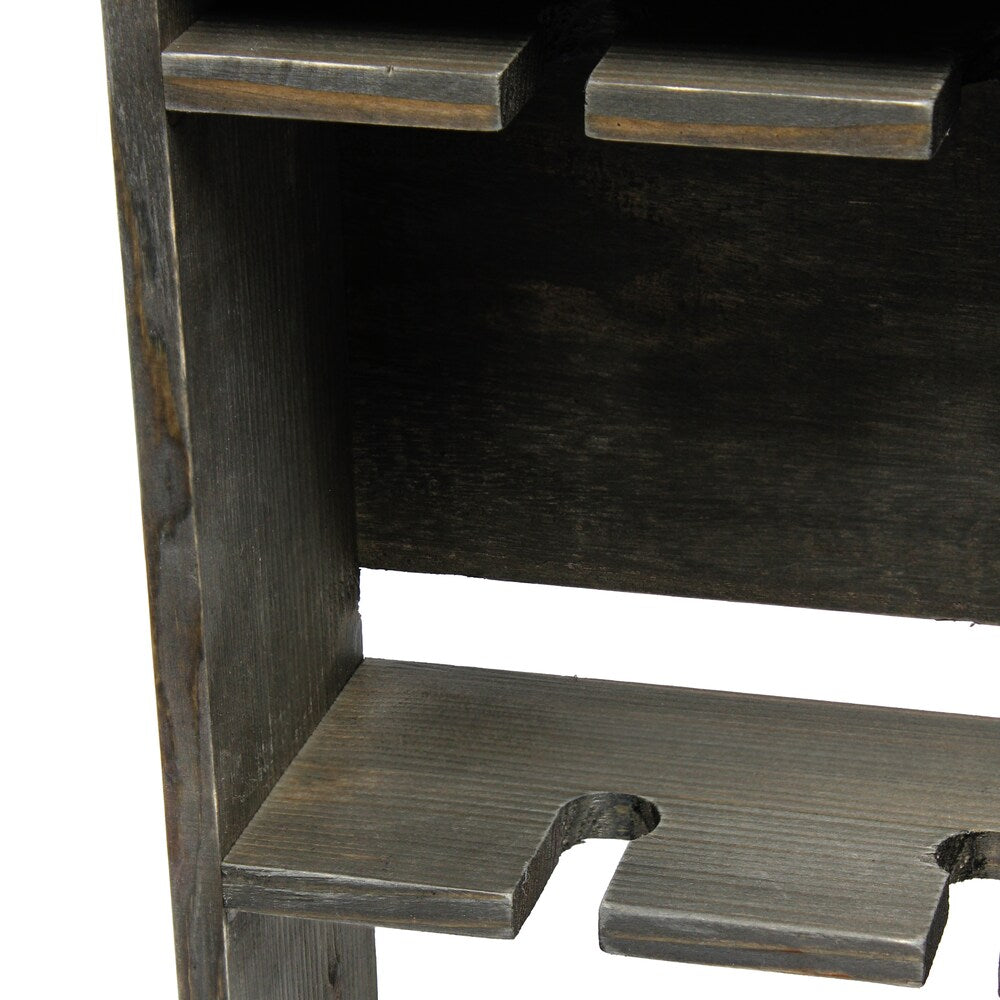 19.7 inch Rustic Gray Bartow Wall Mounted Wood Wine Rack Shelf with Glass Holder