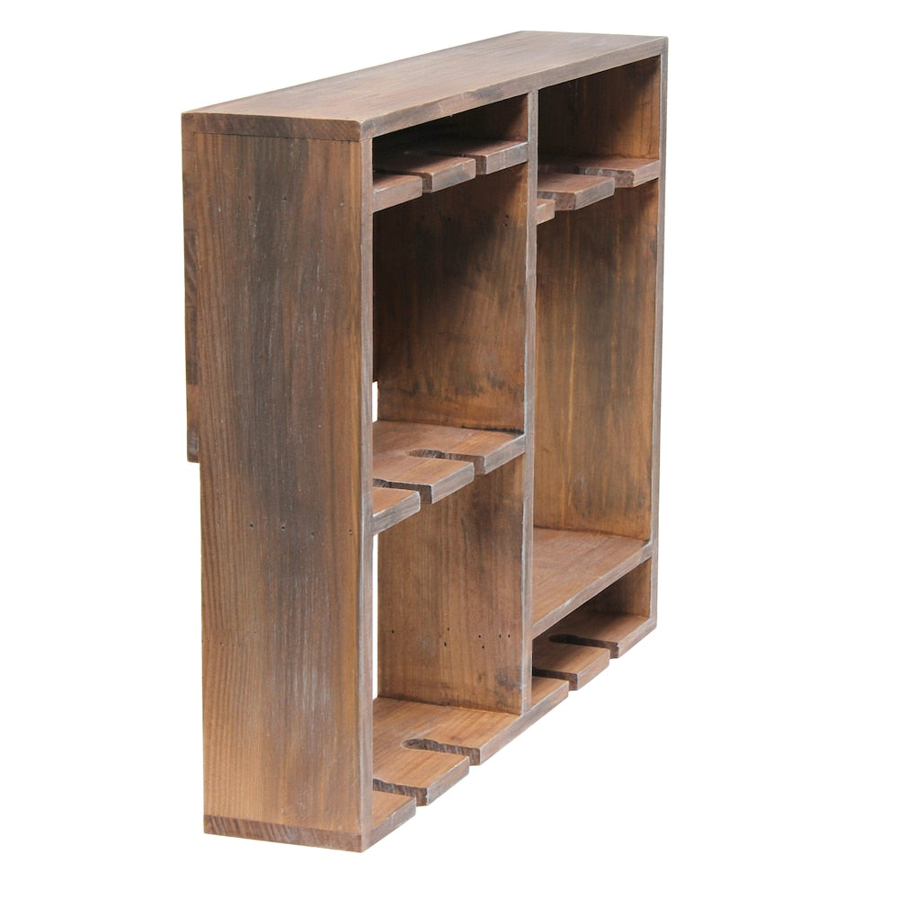 19.7 inch Restored Wood Bartow Wall Mounted Wood Wine Rack Shelf with Glass Holder