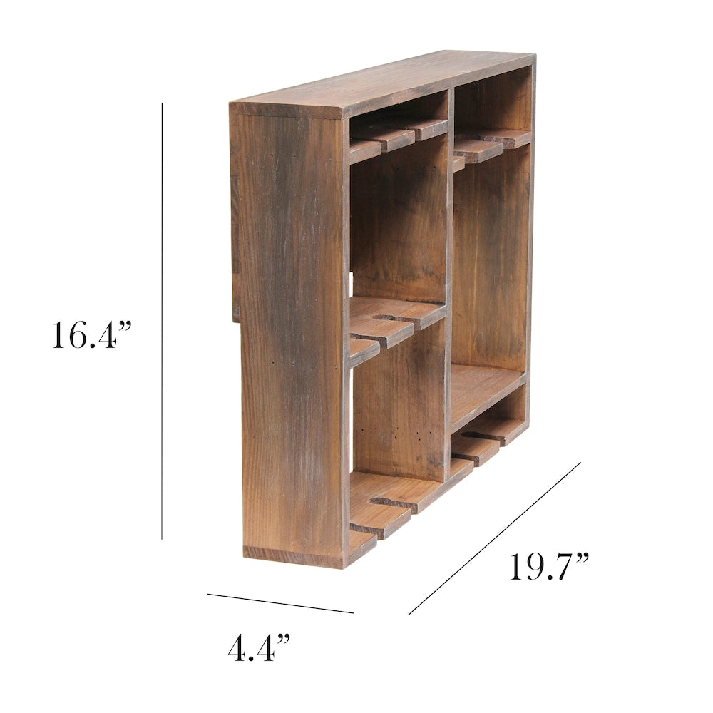 19.7 inch Restored Wood Bartow Wall Mounted Wood Wine Rack Shelf with Glass Holder