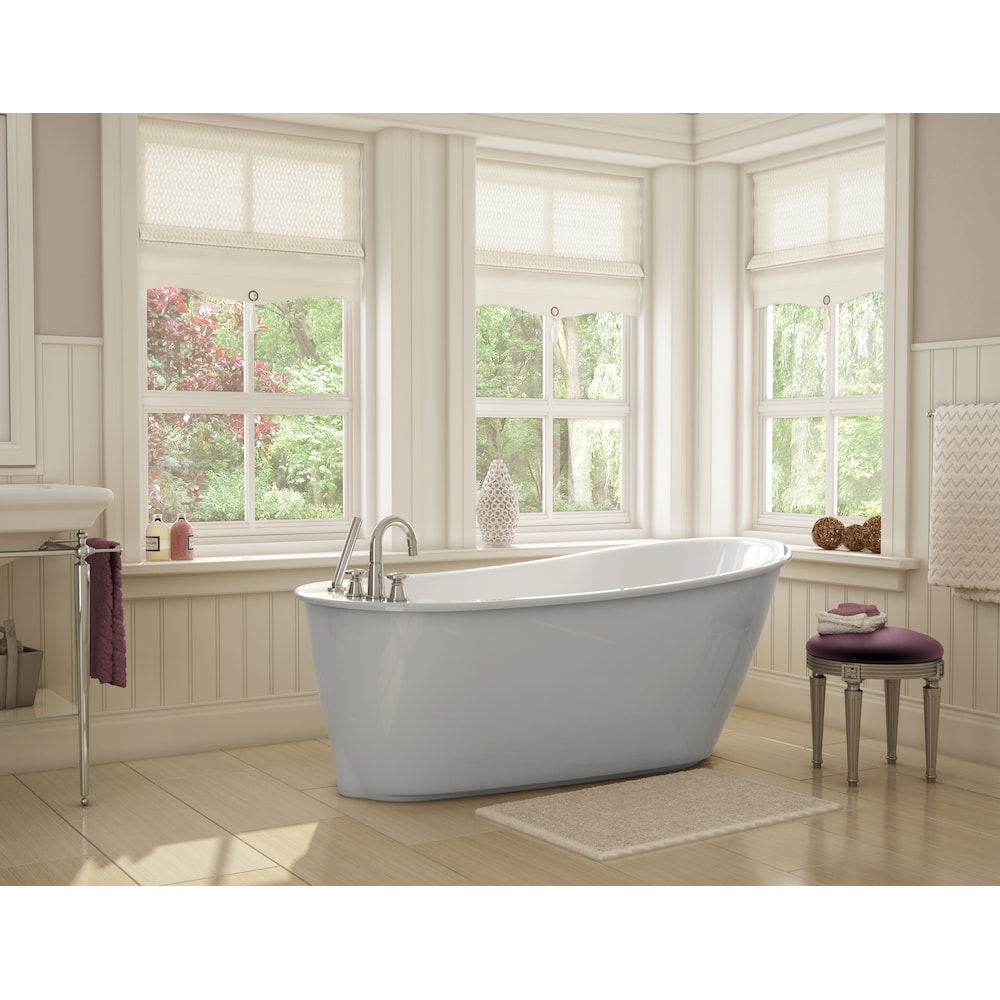 Sax 60 in. L x 32 in. W x 25 in. H 2-Piece Oval AcrylX Applied Acrylic Freestanding Bathtub, End Drain, in Sterling Silver with 14 inch Soaking Depth