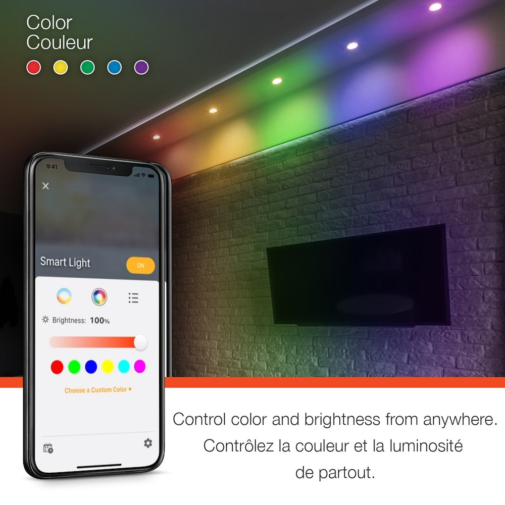 4-inch Smart Color Changing Tunable White Ultra Slim LED Recessed Lighting Kit Powered by Hubspace
