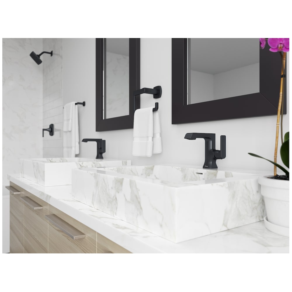 Robinet de lavabo de salle de bain noir mat à poignée unique Penn à 1 ou 3 trous