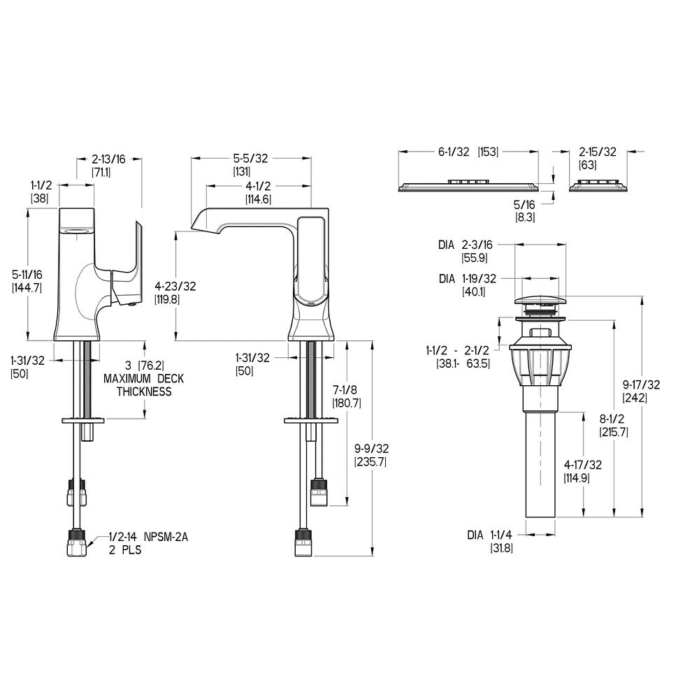 Penn Single Handle 1 or 3 Hole Polished Chrome Bathroom Sink Faucet/Tap