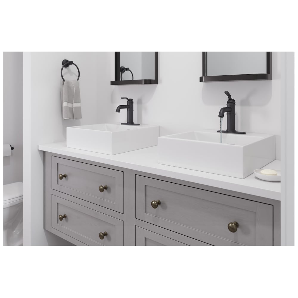 Robinet de lavabo de salle de bain Breckenridge à poignée unique, 1 ou 3 trous, noir mat