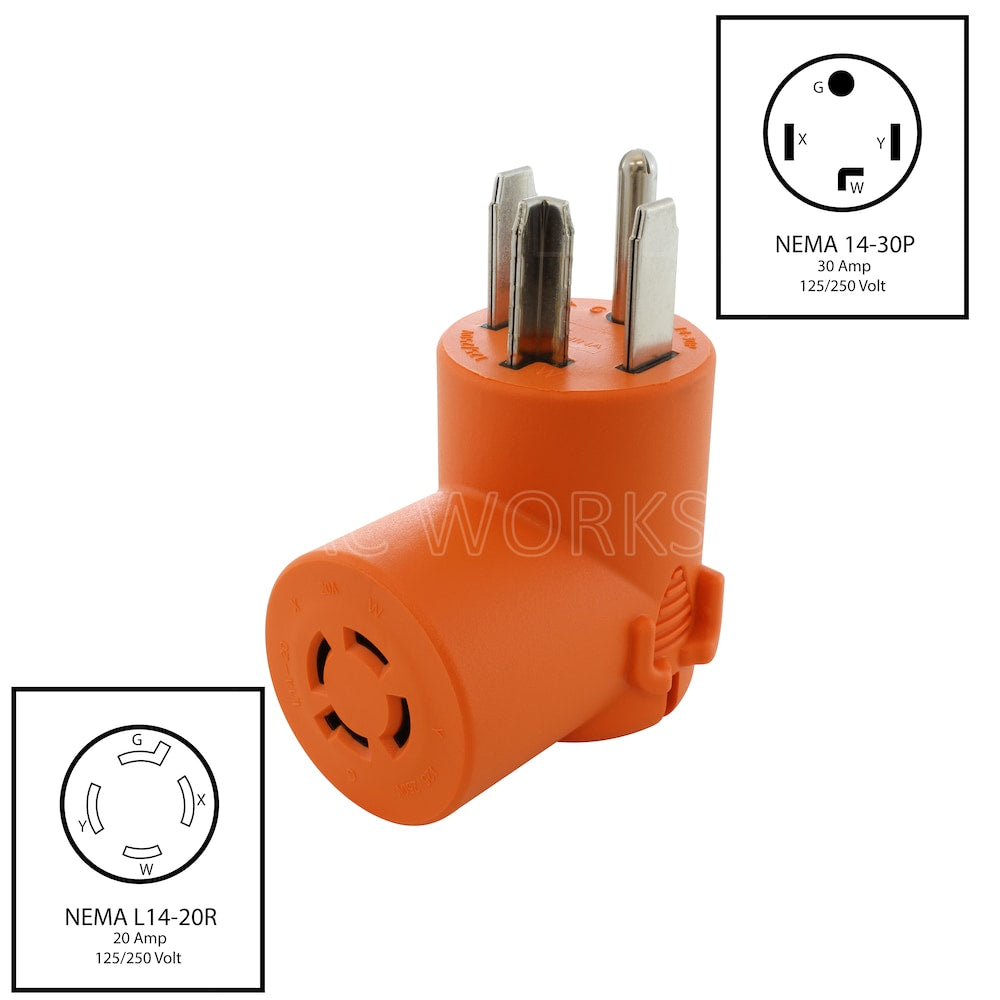 Dryer Outlet Adapter 4-Prong Dryer Plug 14-30P to 4-Prong 20A Locking L14-20R