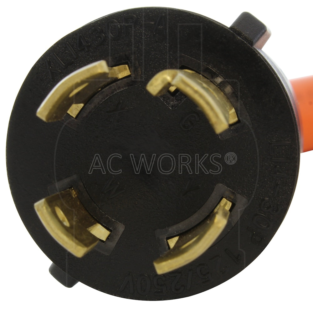 1.5FT 30A 4-Prong L14-30P Locking Plug to 6-15/20 Outlet with 20A Breaker