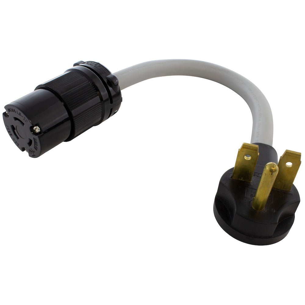 1FT 30A 3-Prong 6-30P Commercial HVAC Plug to L6-20R Locking Female Connector