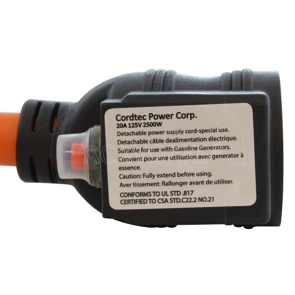 1.5FT 30A RV TT-30P Plug to 15/20A T-Blade Home Outlet with 20A Breaker