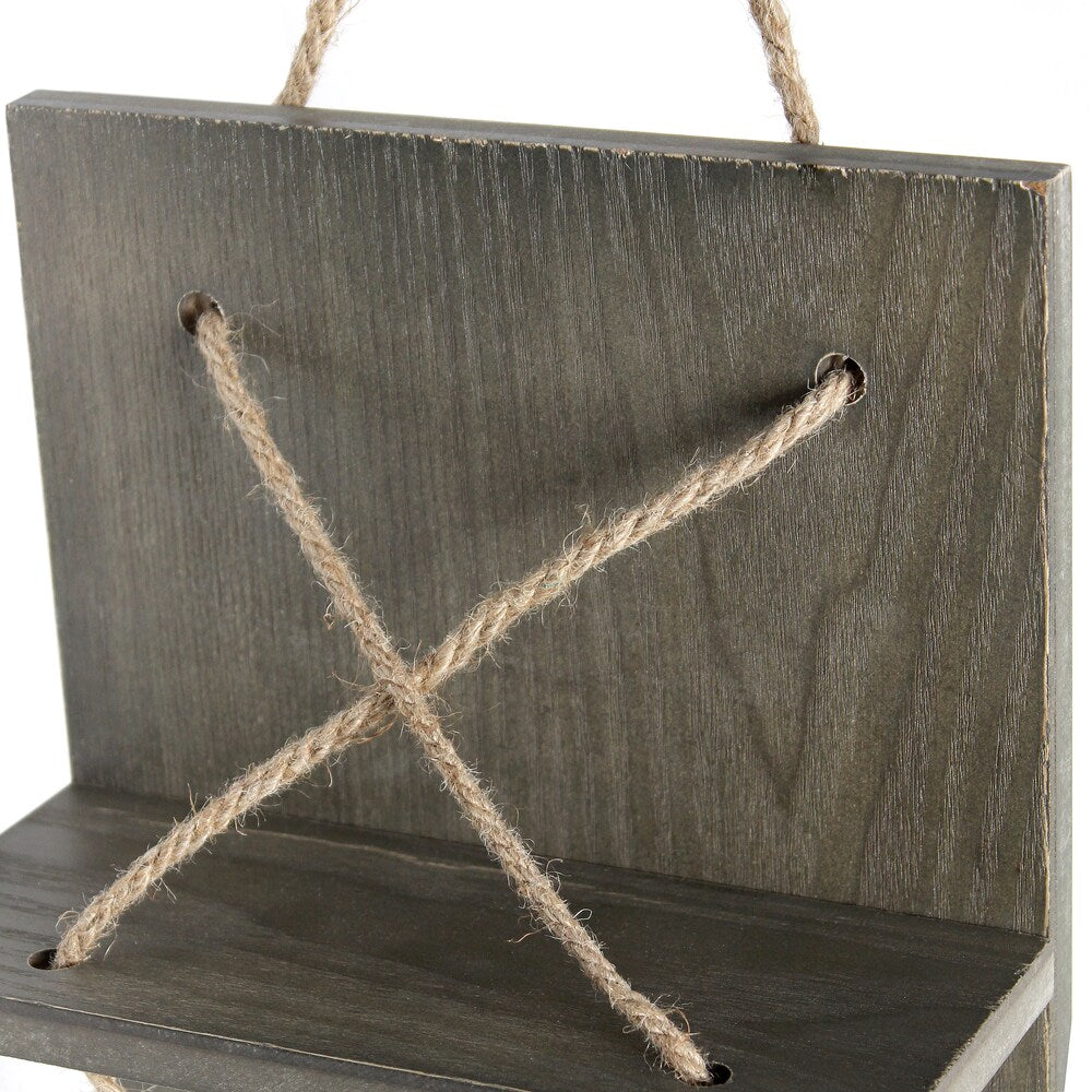 30 inch Rustic Gray Positano Nautical Rope 4 Bottle Vertical Wall Mounted Wood Wine Rack