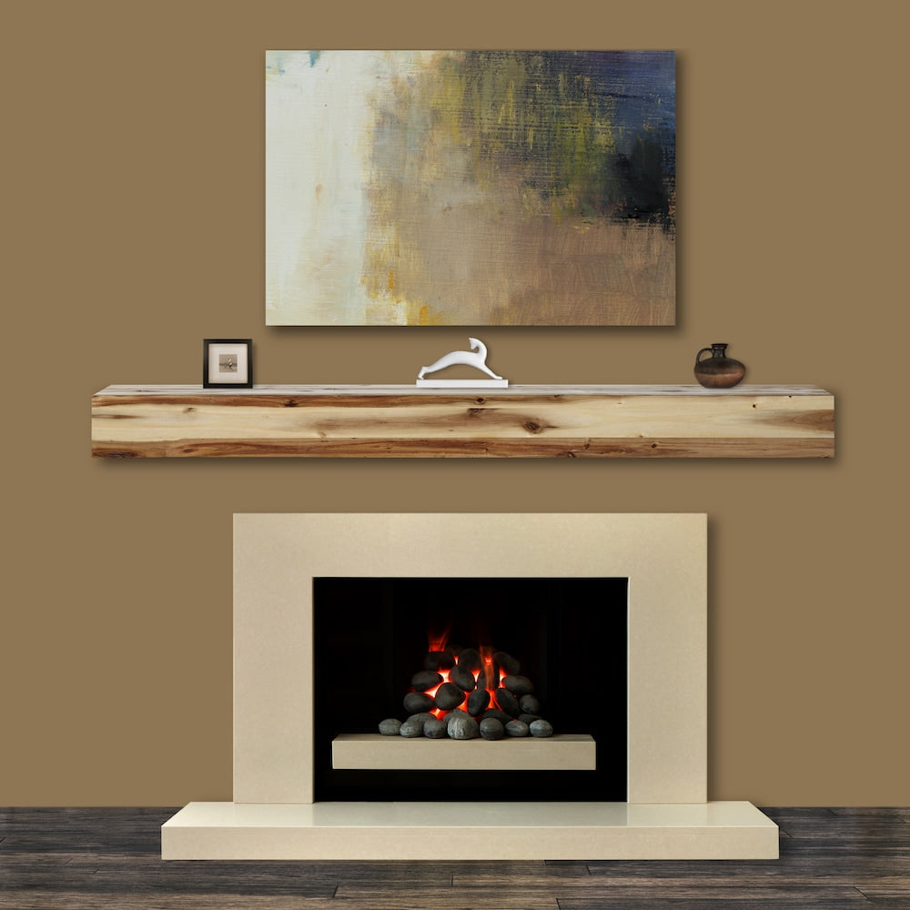 Acacia 72" Shelf or Mantel Shelf with Natural Finish and Distressing