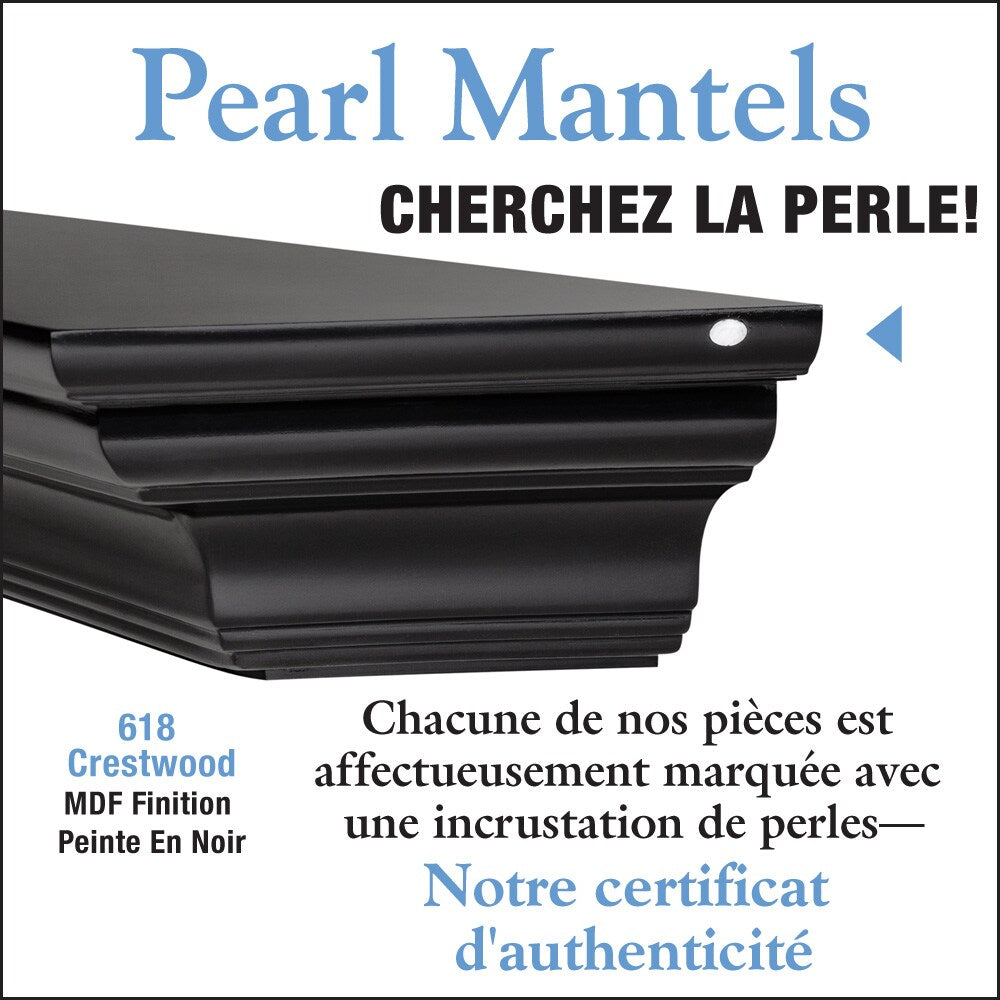 Étagère ou étagère de cheminée Crestwood 48" en MDF avec peinture noire
