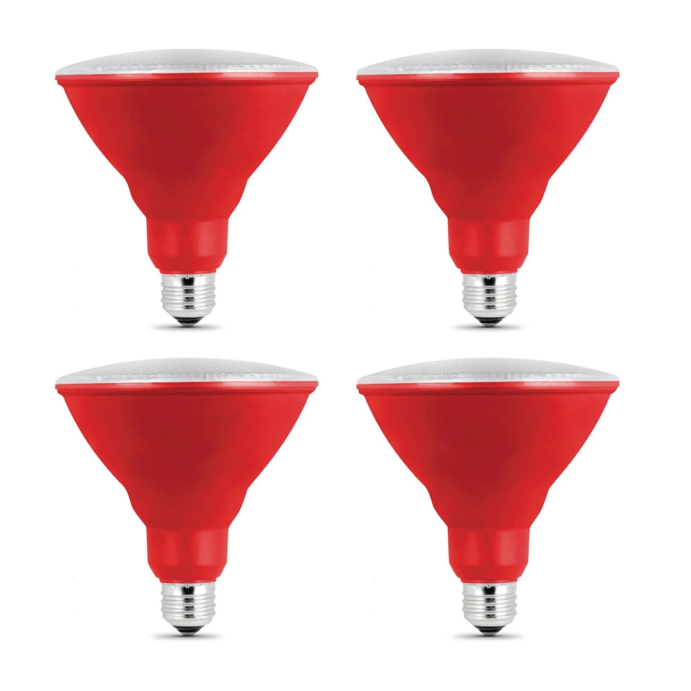 7-Watt PAR38 E26 Base Red Non-Dimmable Reflector LED Light Bulb (4-Pack)