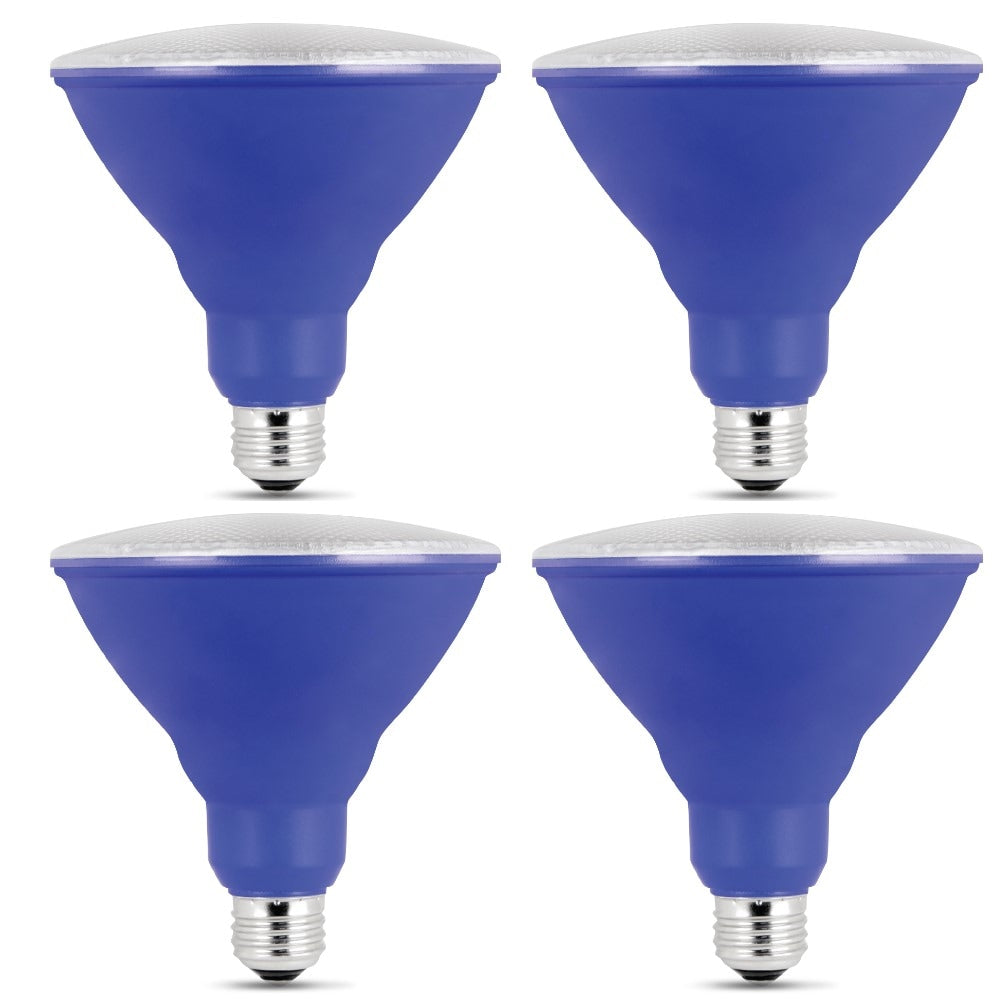 7-Watt PAR38 E26 Base Blue Non-Dimmable Reflector LED Light Bulb (4-Pack)