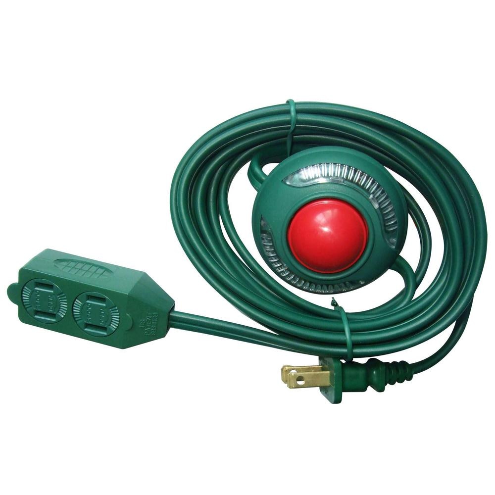 6 ft. 16 Gauge 13 Amps Indoor Light Duty 3-Outlet Extension Cord with Footswitch, Green