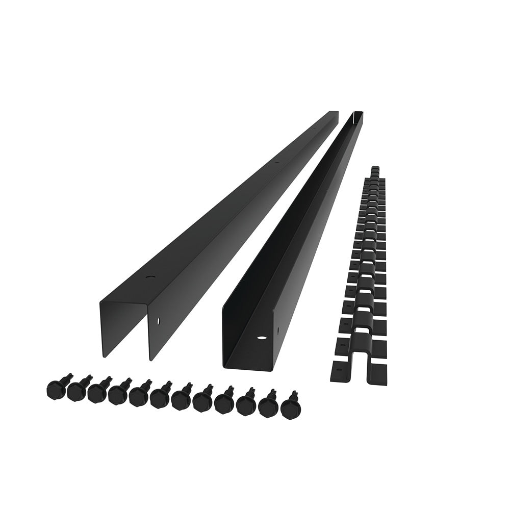 72" Steel U-Channels and Spaceers for Wood Plank Fencing ( Set of 2) Matte Black
