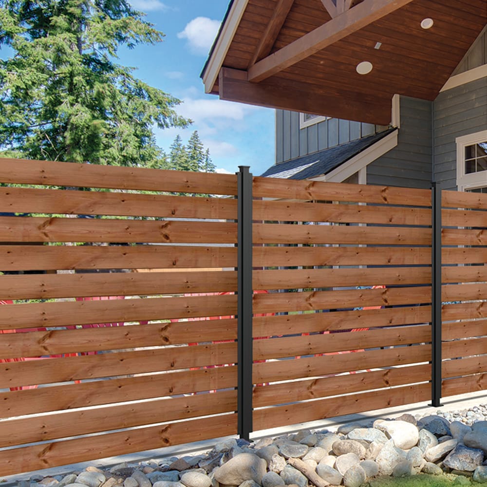 72" Steel U-Channels and Spaceers for Wood Plank Fencing ( Set of 2) Matte Black