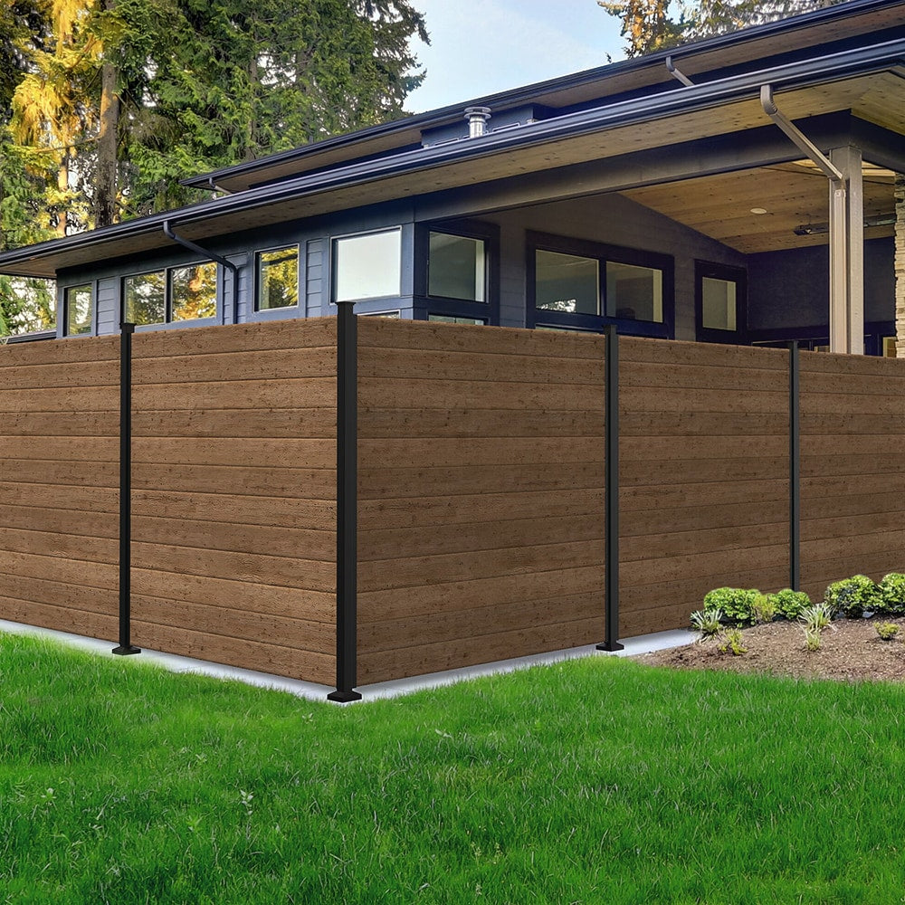 72" Steel U-Channels and Spaceers for Wood Plank Fencing ( Set of 2) Matte Black