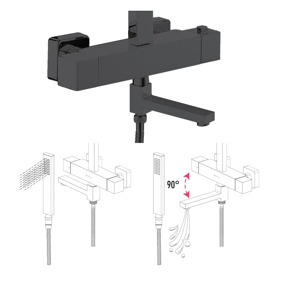 Square Bathtub Spout in Matte Black