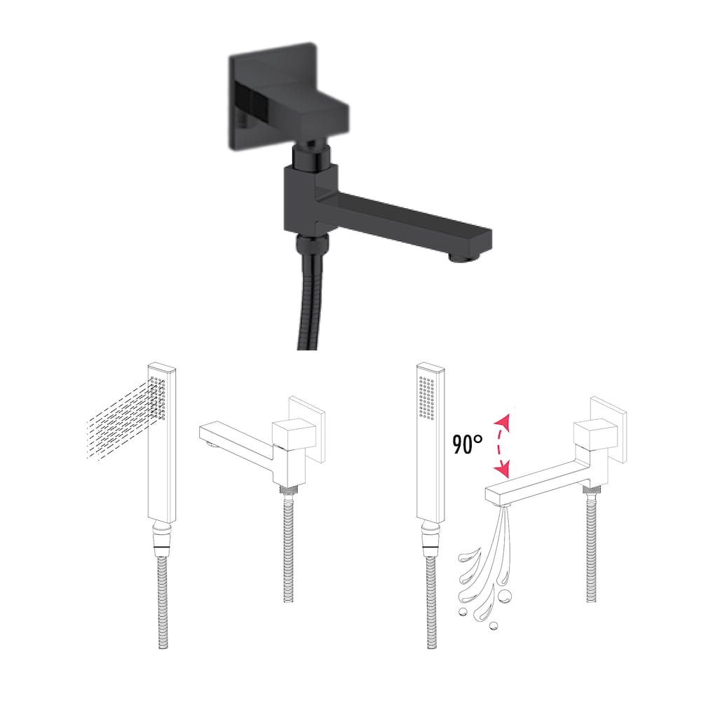 Square Bathtub Spout in Matte Black