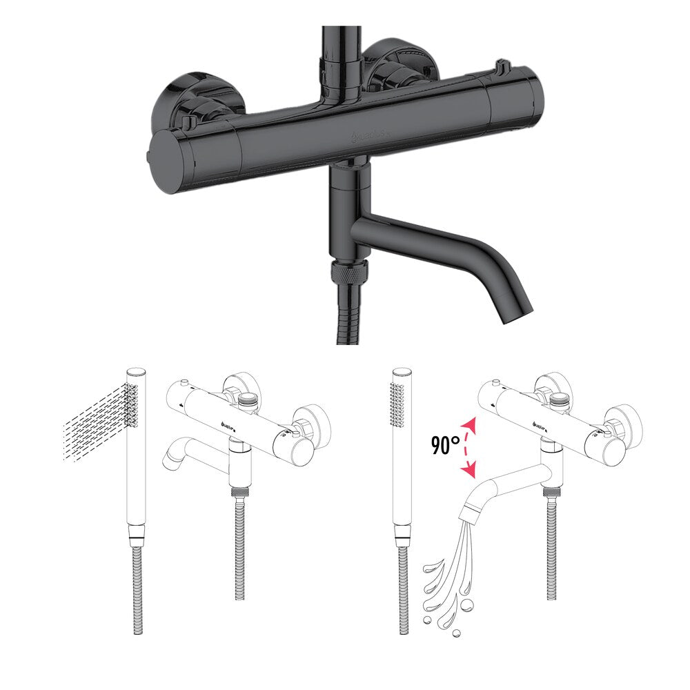 Round Bathtub Spout in Matt Black Finish