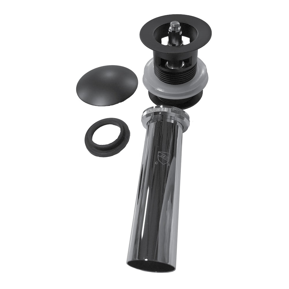 Lavatory Basin Pop-Up Drain - 7.83-inch x 2.75-inch - Matte Black Finish