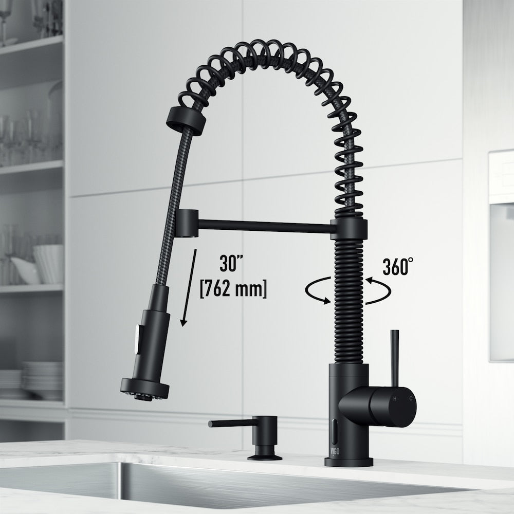 Edison Single-Handle Pull-Down Sprayer Kitchen Faucet with Soap Dispenser and Touchless Sensor in Matte Black