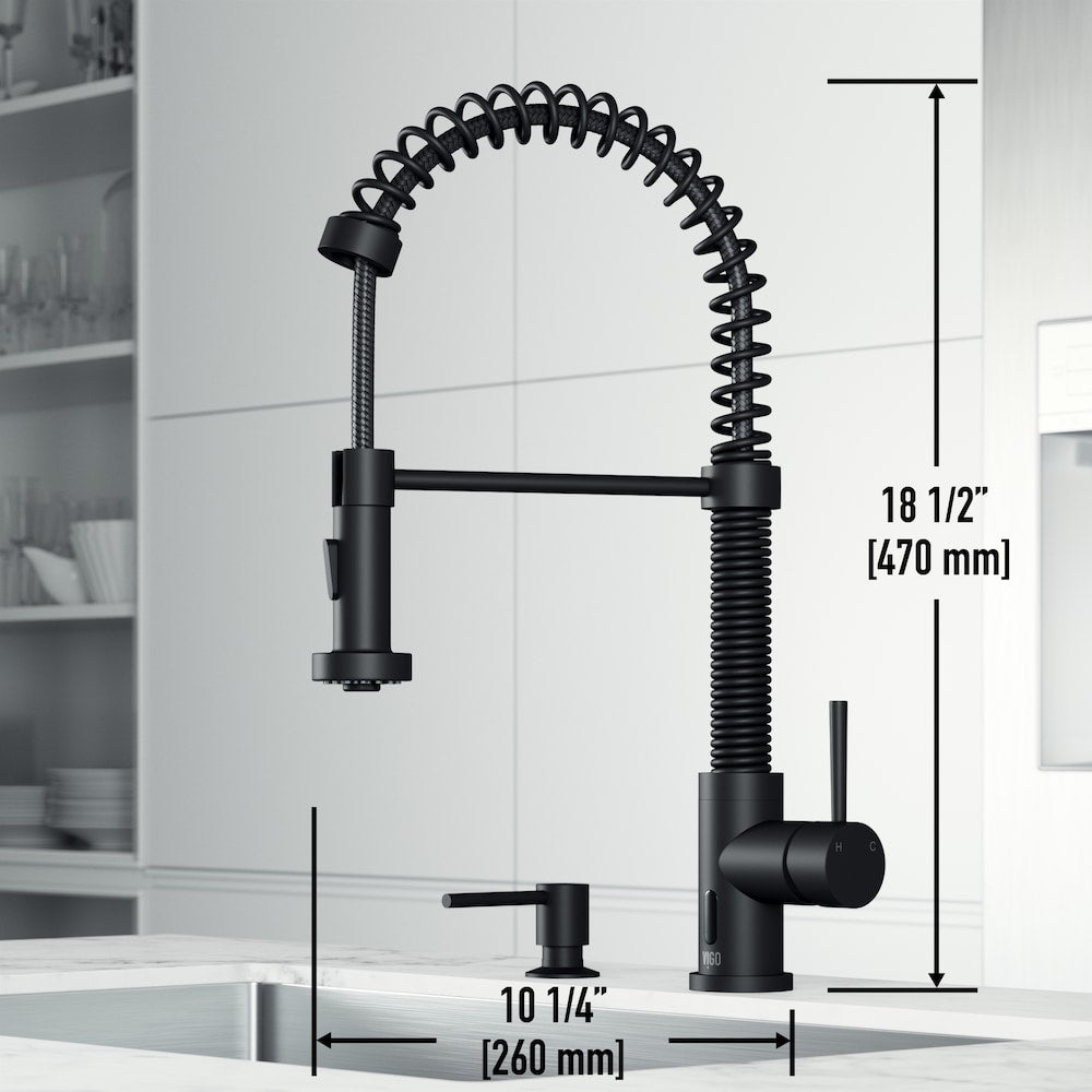 Edison Single-Handle Pull-Down Sprayer Kitchen Faucet with Soap Dispenser and Touchless Sensor in Matte Black