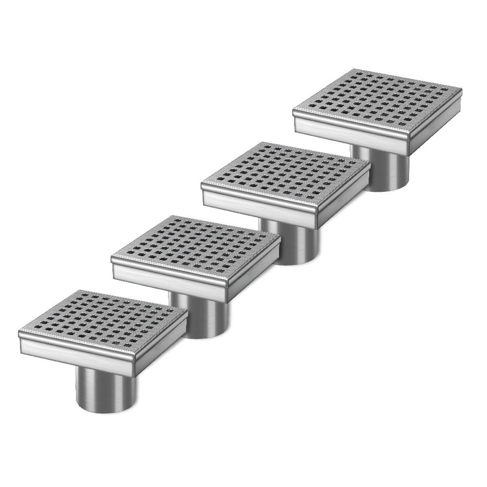 4 in. x 4 in. Stainless Steel Square Shower Drain with Square Pattern Drain Cover (4-PK)