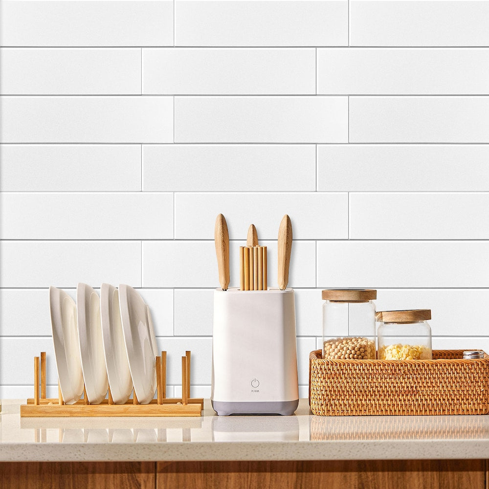 SPC Peel And Stick Backsplash Tile 11.81X10.83 White Long Subway