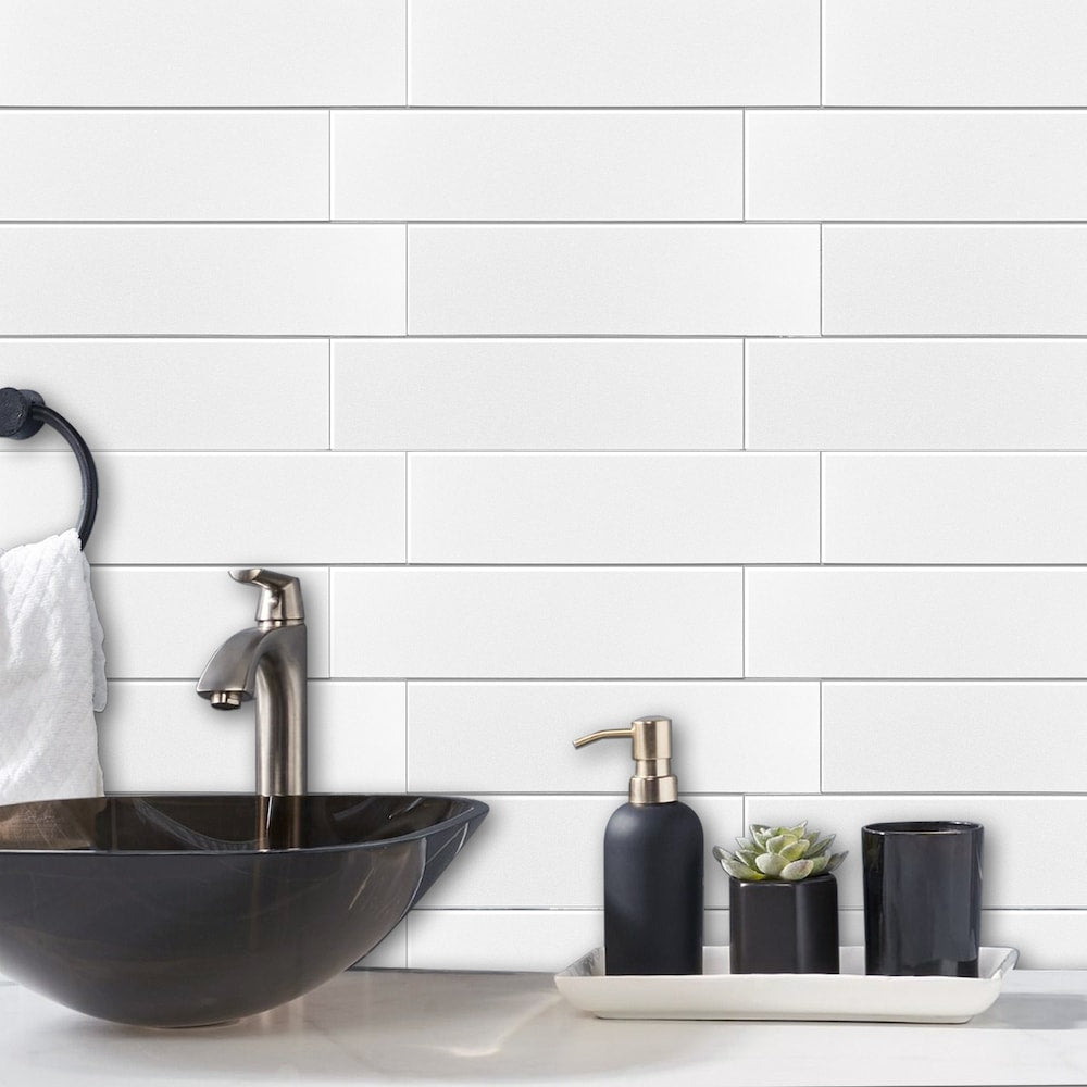 SPC Peel And Stick Backsplash Tile 11.81X10.83 White Long Subway