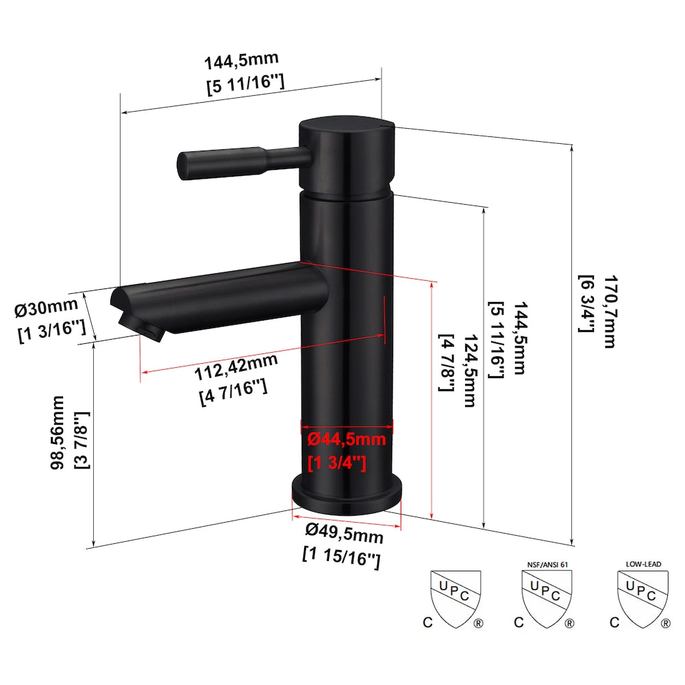 Single Hole Single-Handle Bathroom Faucet Deck Plate in Matte Black