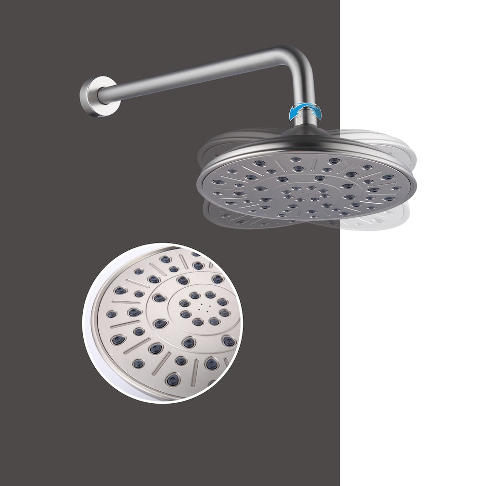 Wall-Mounted 3 Spray Rain Shower Faucet in Brushed Nickel with Bathtub Spout