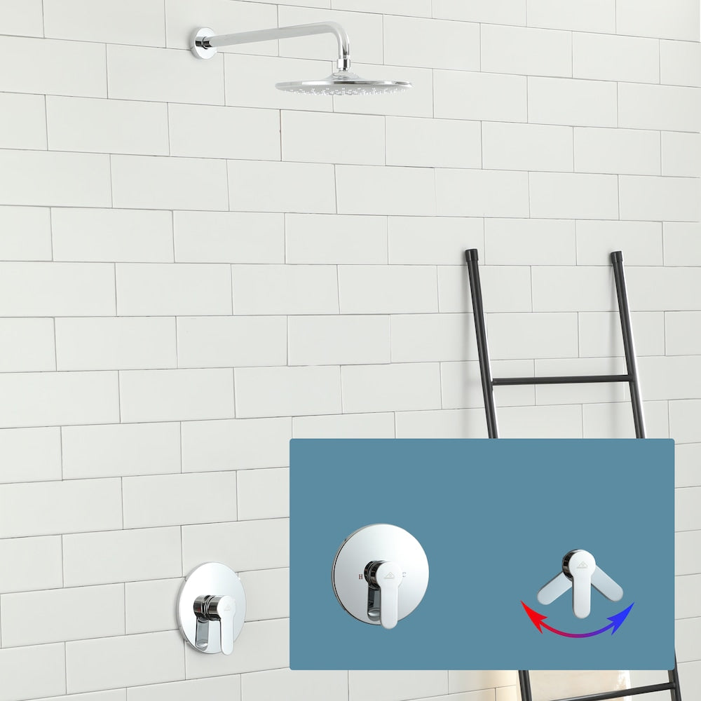 Wall Mounted Single-Handle 3 Sprays Shower Faucet in Chrome