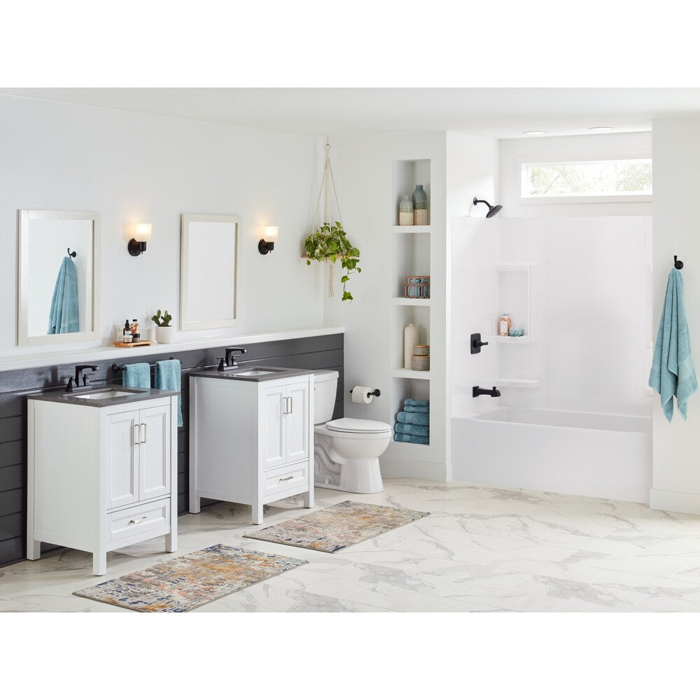 Ashlyn Two Handle Lever Mid Arc Centerset Bathroom Sink Faucet Deck Mount Standard Flow in Matte Black