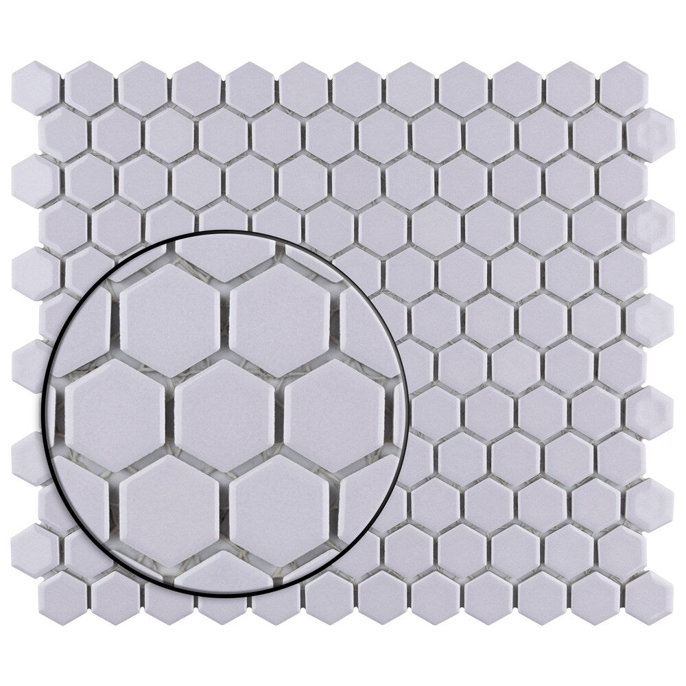 Sample - Metro 1" Hex Glossy Lavendar 6 in. x 6 in. Porcelain Mosaic