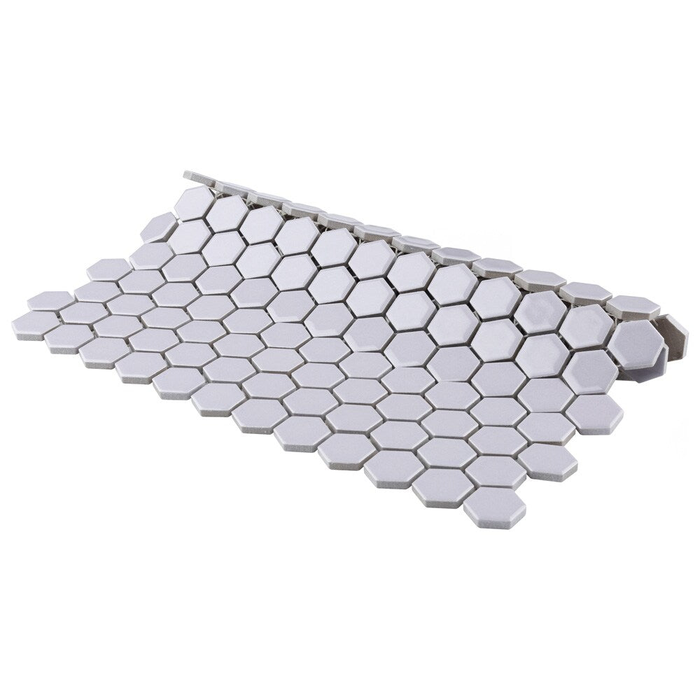 Sample - Metro 1" Hex Glossy Lavendar 6 in. x 6 in. Porcelain Mosaic