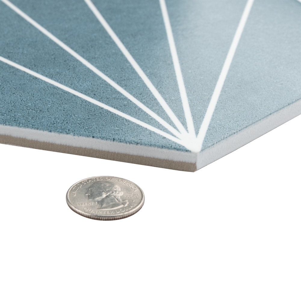 Sample - Aster Hex Azul 8-5/8 in. x 9-7/8 in. Porcelain Floor and Wall