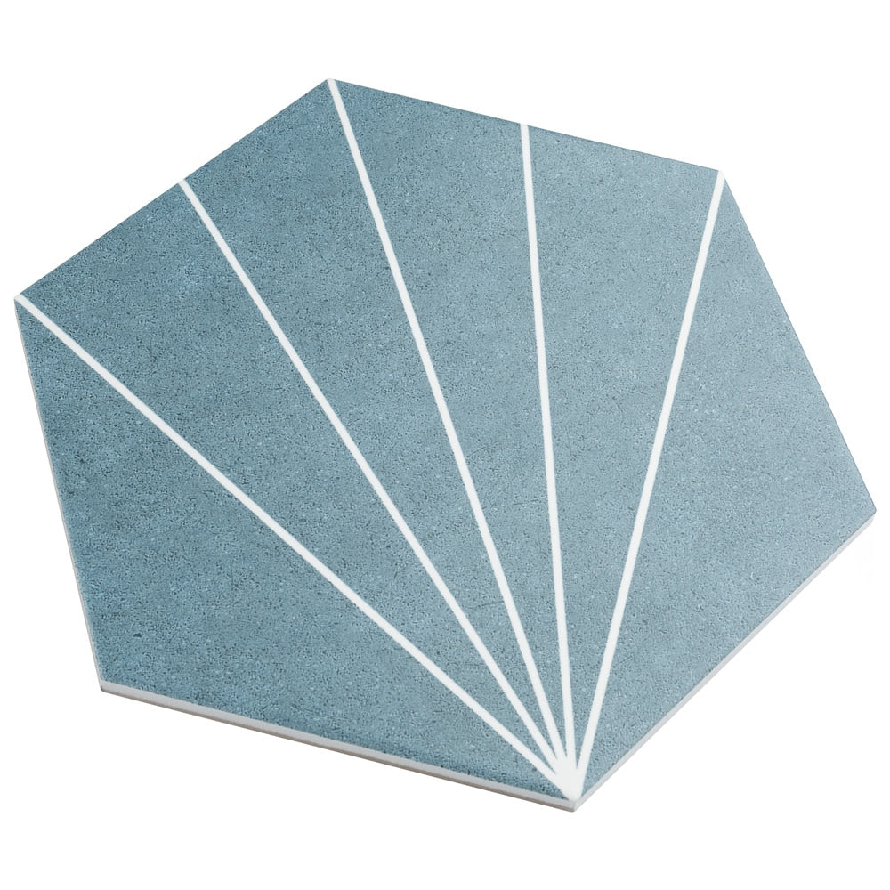 Sample - Aster Hex Azul 8-5/8 in. x 9-7/8 in. Porcelain Floor and Wall