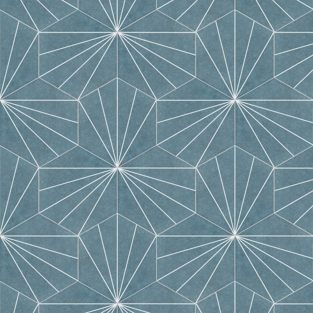 Sample - Aster Hex Azul 8-5/8 in. x 9-7/8 in. Porcelain Floor and Wall
