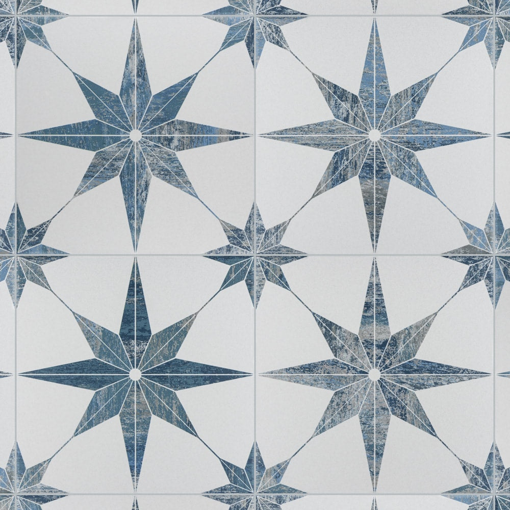 Sample - Cassis Stella Blue 9-3/4 in. x 9-3/4 in. Porcelain Floor and Wall