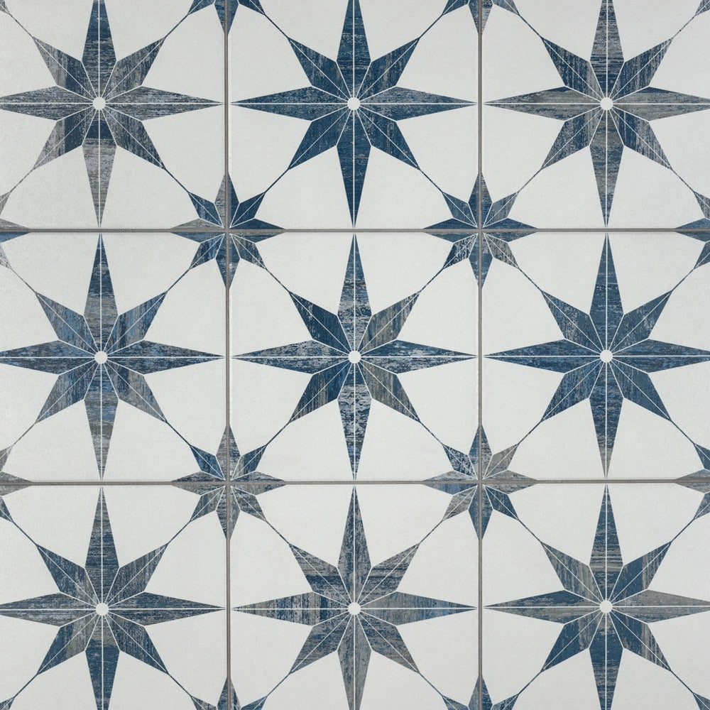 Sample - Cassis Stella Blue 9-3/4 in. x 9-3/4 in. Porcelain Floor and Wall