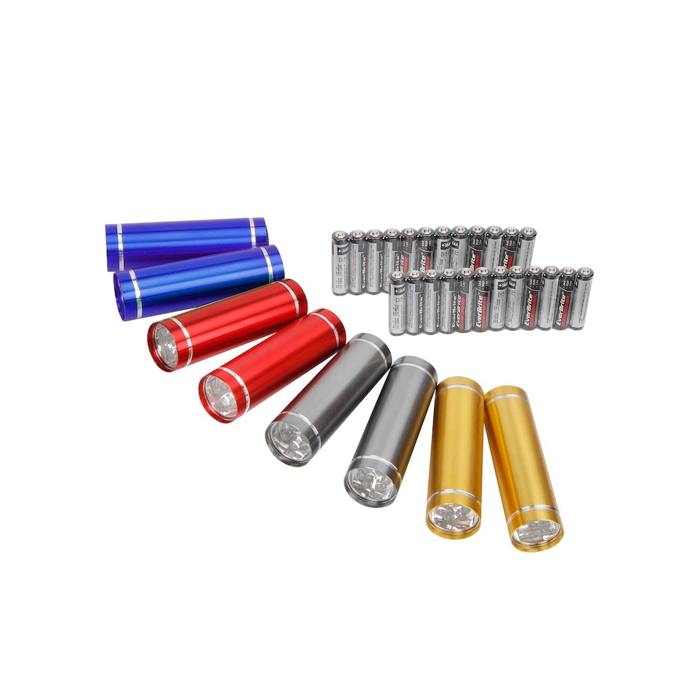 Lampe de poche à 6 LED avec piles (lot de 8)