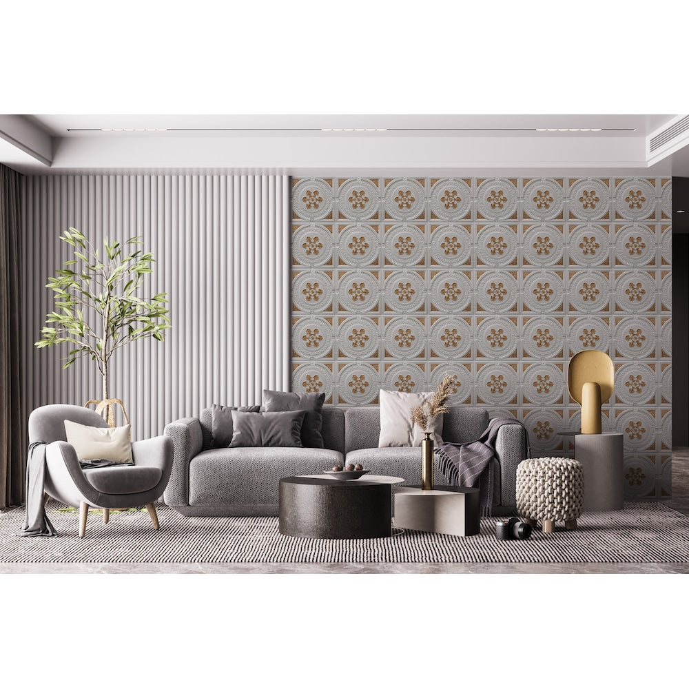 Falkirk Perth Panneau de plafond à coller ou à poser, 2 pi x 2 pi, blanc nacré-or