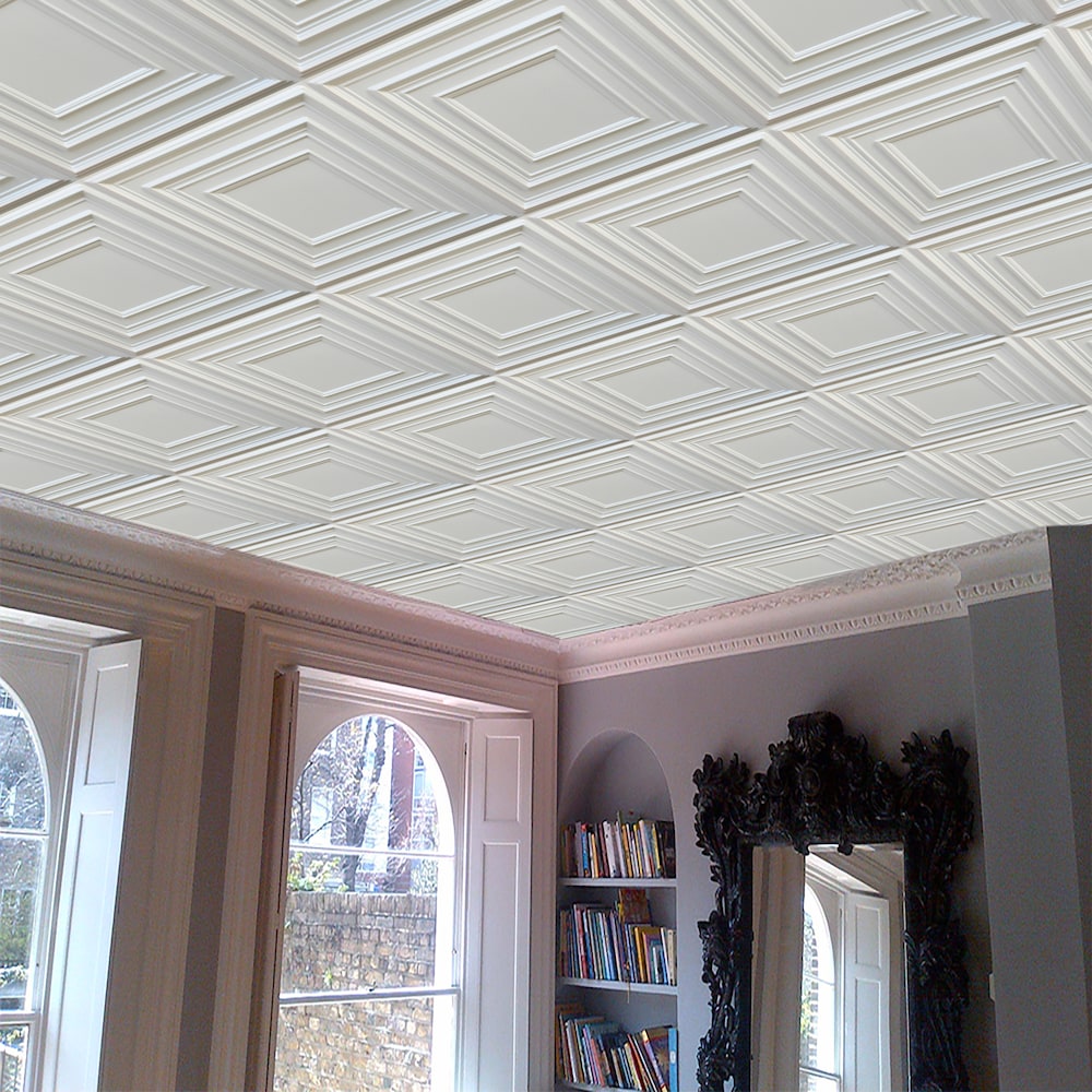 Falkirk Perth 2 ft. x 2 ft. Glue Up or Lay In Square Ceiling Panel in Silver