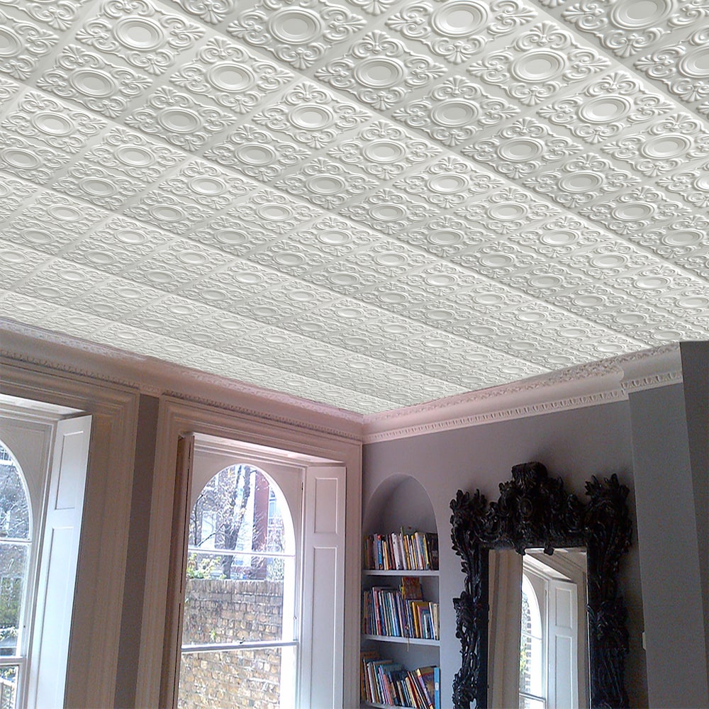 Falkirk Perth 2 ft. x 2 ft. Glue Up Ceiling Panel in Pearl White